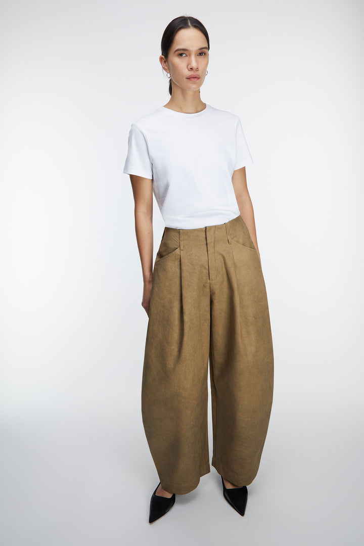 VOLUMINOUS BARREL LEG PANT in Brown — alternate angle