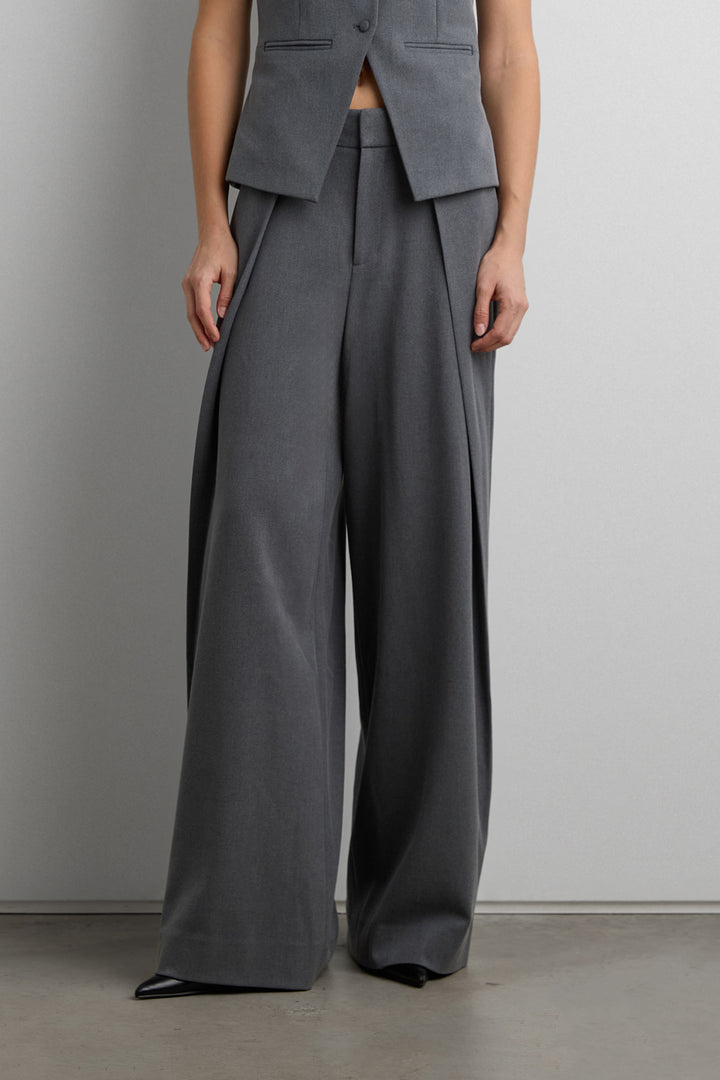 WIDE LEG PANT WITH FOLDED PLEAT