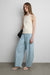 Elastic waist barrel leg pant in medium blue — main image