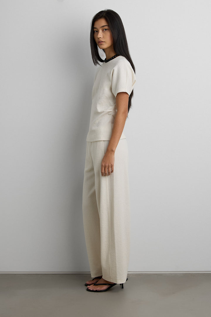 ELASTIC WAIST BARREL PANT in Cream — alternate angle