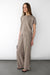 Crinkled rayon elastic waist pant in brindle — main image