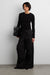 Draped wide leg pant with hook and eye detail in black — main image