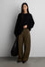 Petite relaxed pleated wide leg pant in army green — main image