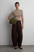 Petite relaxed pleated wide leg pant in brown — main image