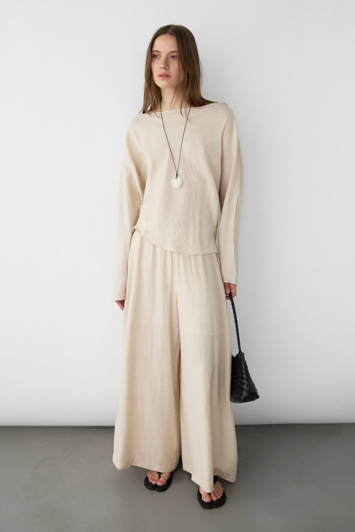 PALAZZO PANT in Beige — alternate angle