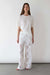 Lace wide leg pant in white — main image