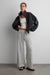 Ribbed knit striped flare pant in white stripe — main image