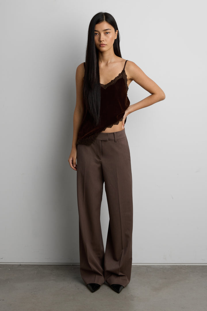 LOW-RISE STRAIGHT LEG TROUSER in Ash Brown — alternate angle