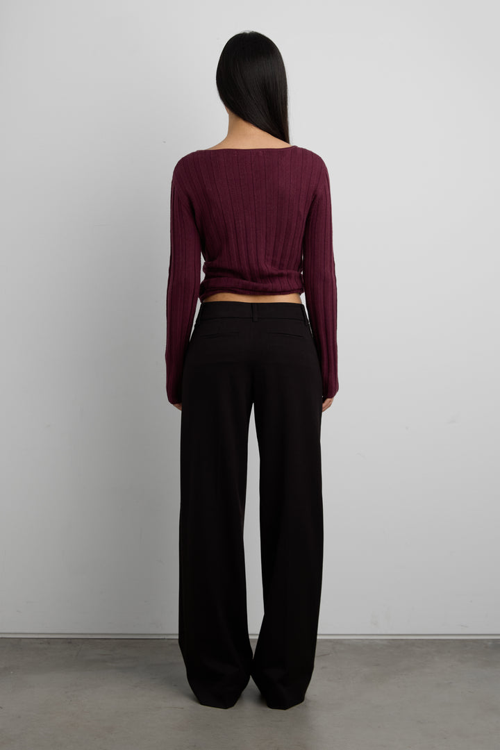 LOW-RISE STRAIGHT LEG TROUSER in Black — alternate angle