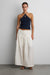 Flared linen blend pant in cream — main image