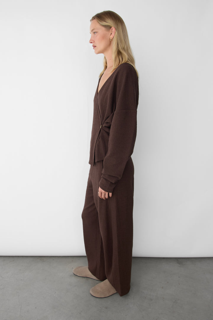ELASTIC WAIST KNIT PANT in Coffee Bean — alternate angle
