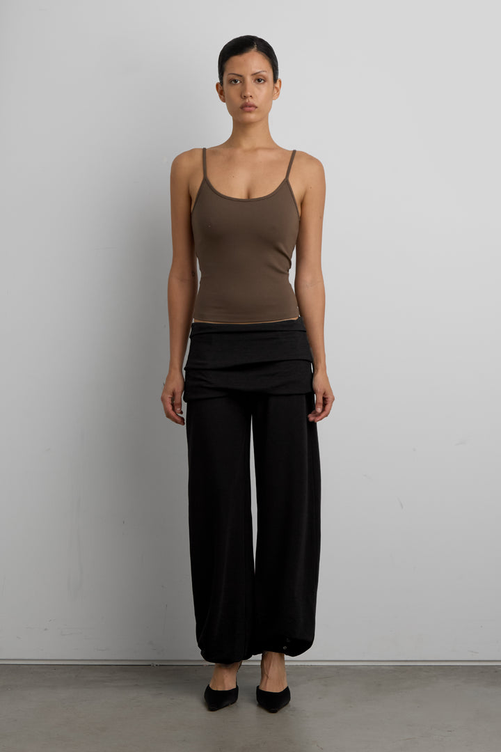 DRAPED WAIST TAPERED PANT in Black — alternate angle