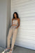 Textured cotton pant in moss — image