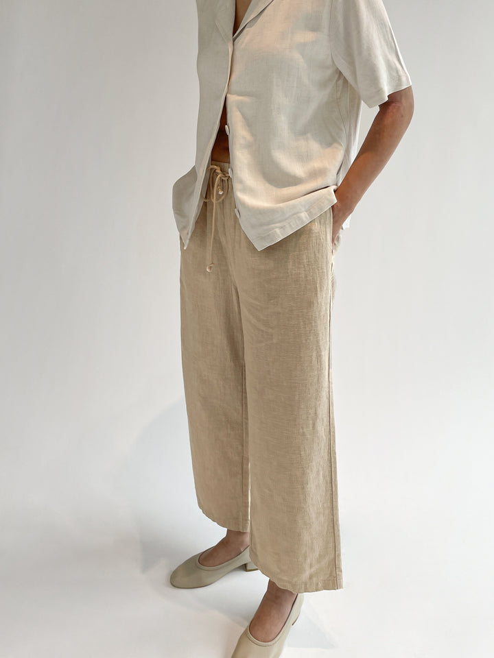 RAMIE COTTON PANT in Beige — alternate angle