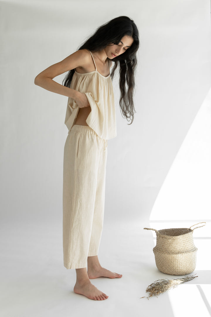RAMIE COTTON PANT in Oatmeal — alternate angle
