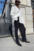 Pleated lounge pant in black — main image