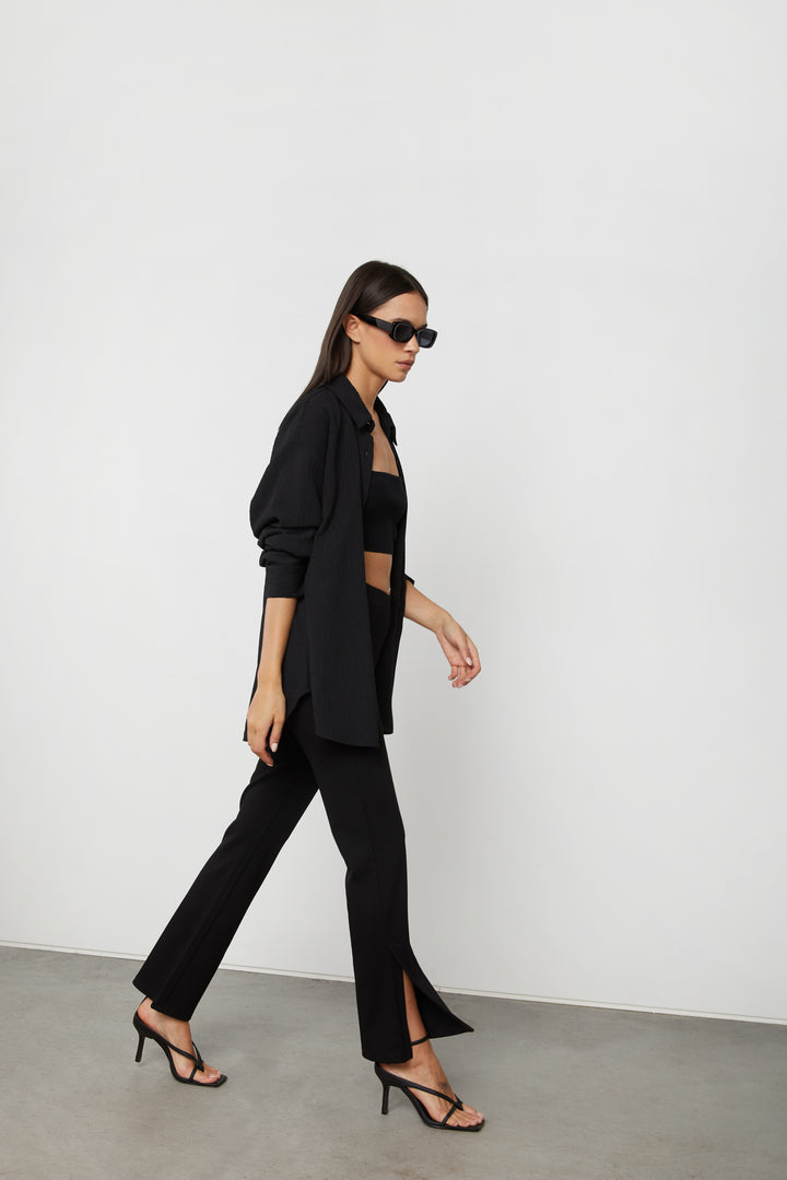 SIDE SPLIT HEM PANT in Black — alternate angle