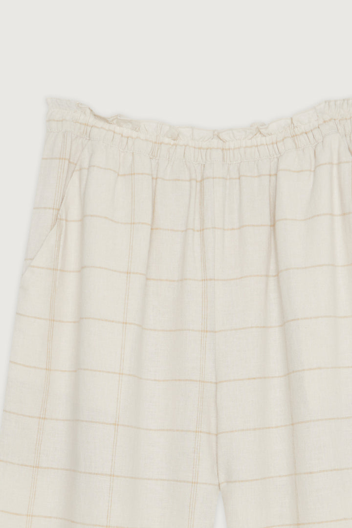GRID PRINT PANT in Oatmeal Dark Beige Grid — alternate angle