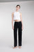 Long length twill wide leg pant in black — main image