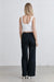 Long length twill wide leg pant in pink carnation — image