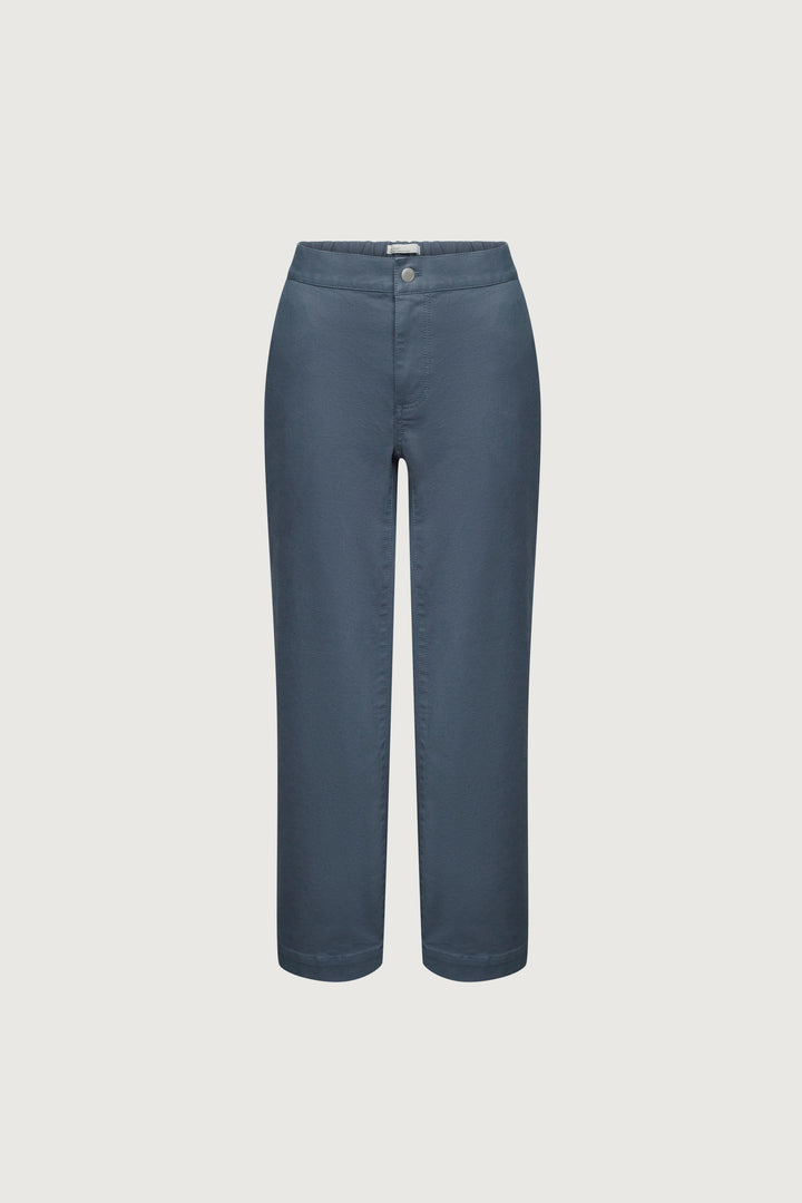LONG LENGTH TWILL WIDE LEG PANT in Bluefin — alternate angle