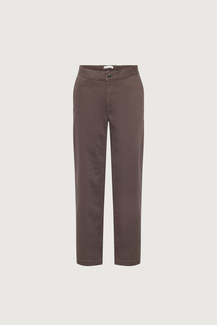 LONG LENGTH TWILL WIDE LEG PANT in Dark Cocoa — alternate angle