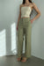 Long length twill wide leg pant in elm — main image