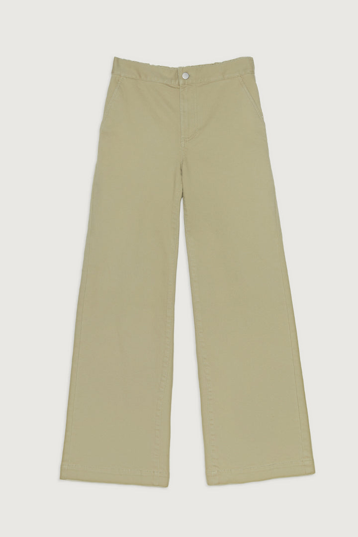 LONG LENGTH TWILL WIDE LEG PANT in Elm — alternate angle