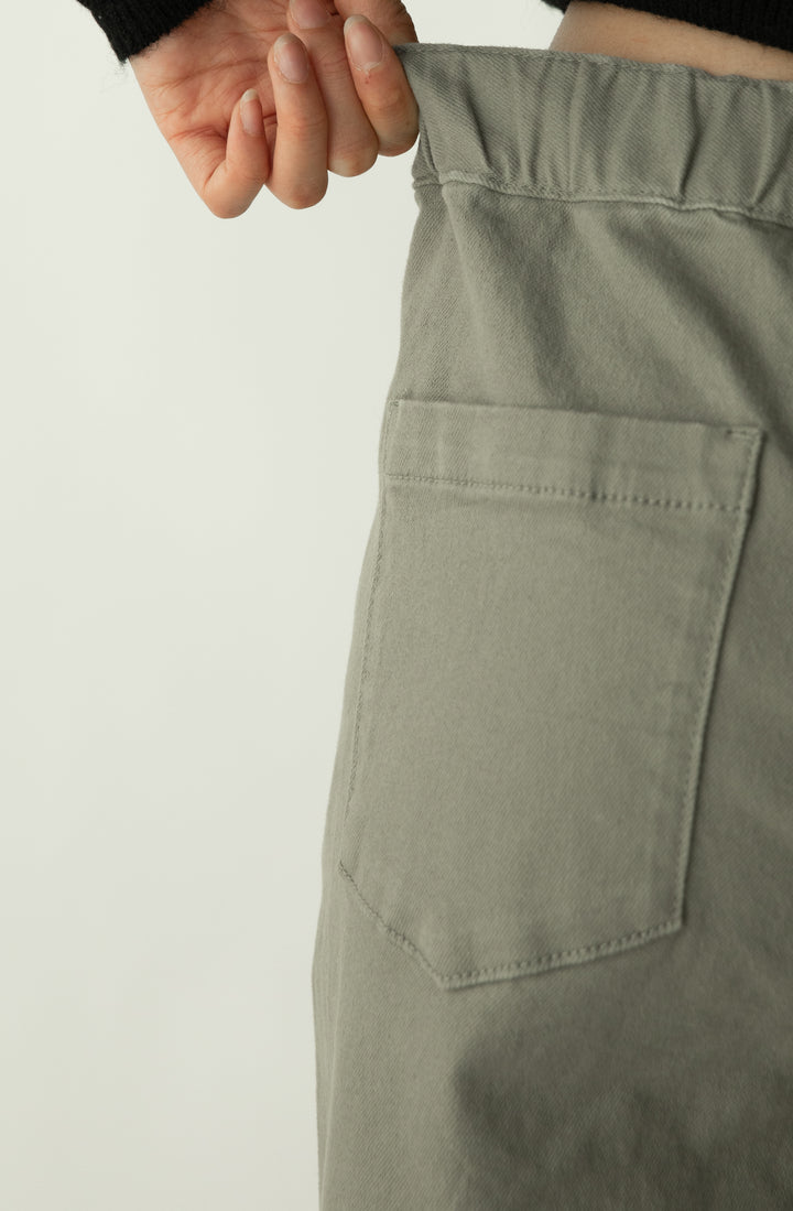 LONG LENGTH TWILL WIDE LEG PANT in Moss Grey — alternate angle