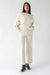 Long length twill wide leg pant in oatmeal — main image