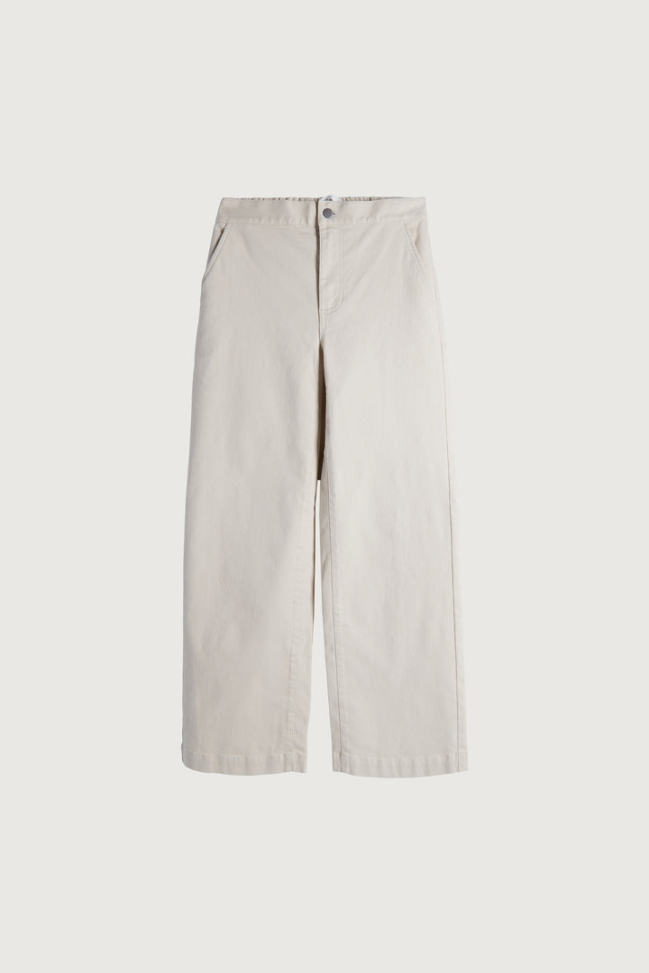 LONG LENGTH TWILL WIDE LEG PANT in Oatmeal — alternate angle