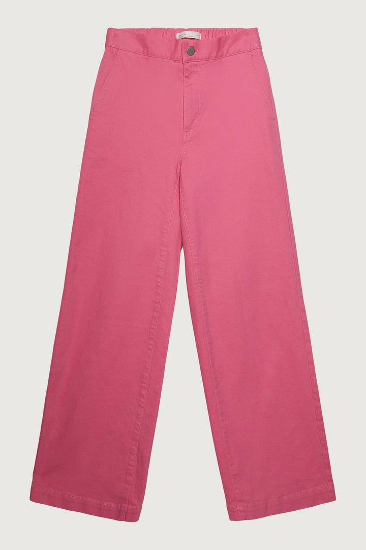 LONG LENGTH TWILL WIDE LEG PANT in Pink Carnation — alternate angle