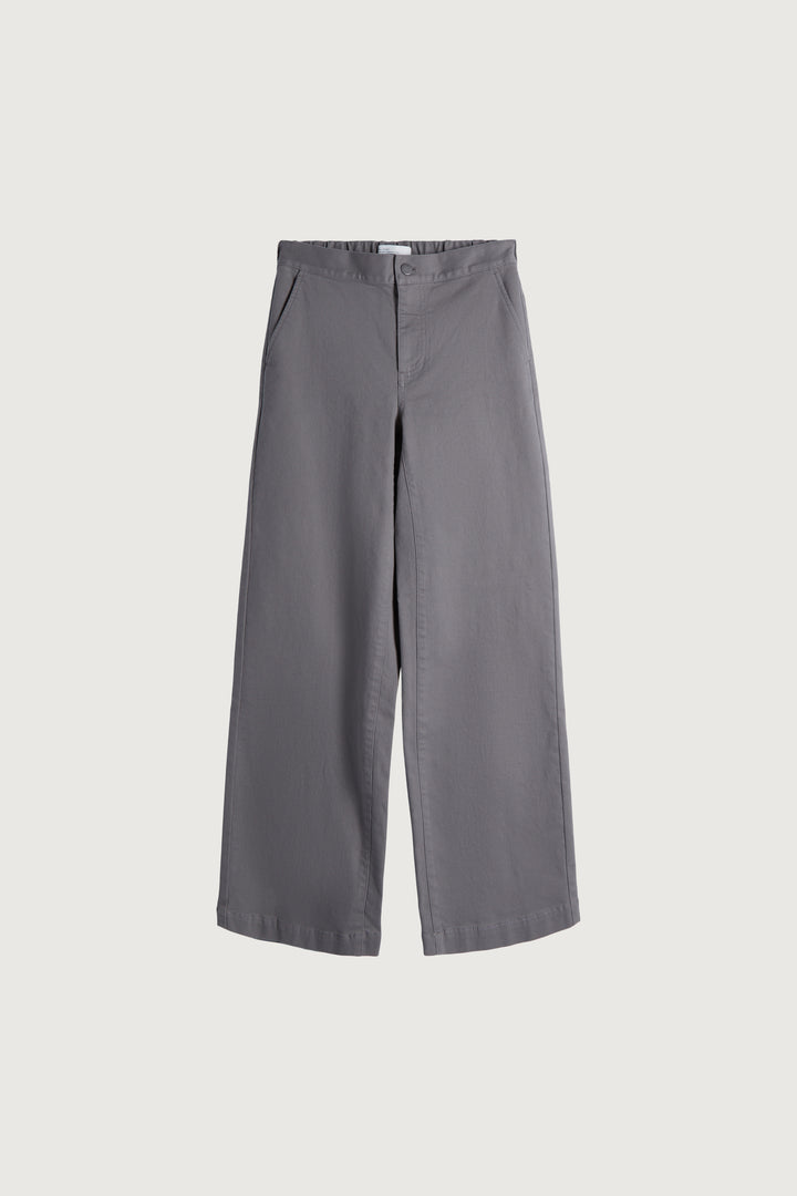 LONG LENGTH TWILL WIDE LEG PANT in Steel Grey — alternate angle