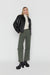 Long length twill wide leg pant in thyme — main image
