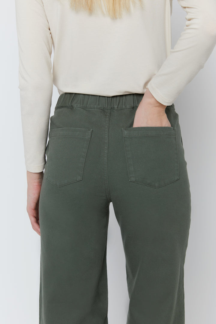 LONG LENGTH TWILL WIDE LEG PANT in Thyme — alternate angle