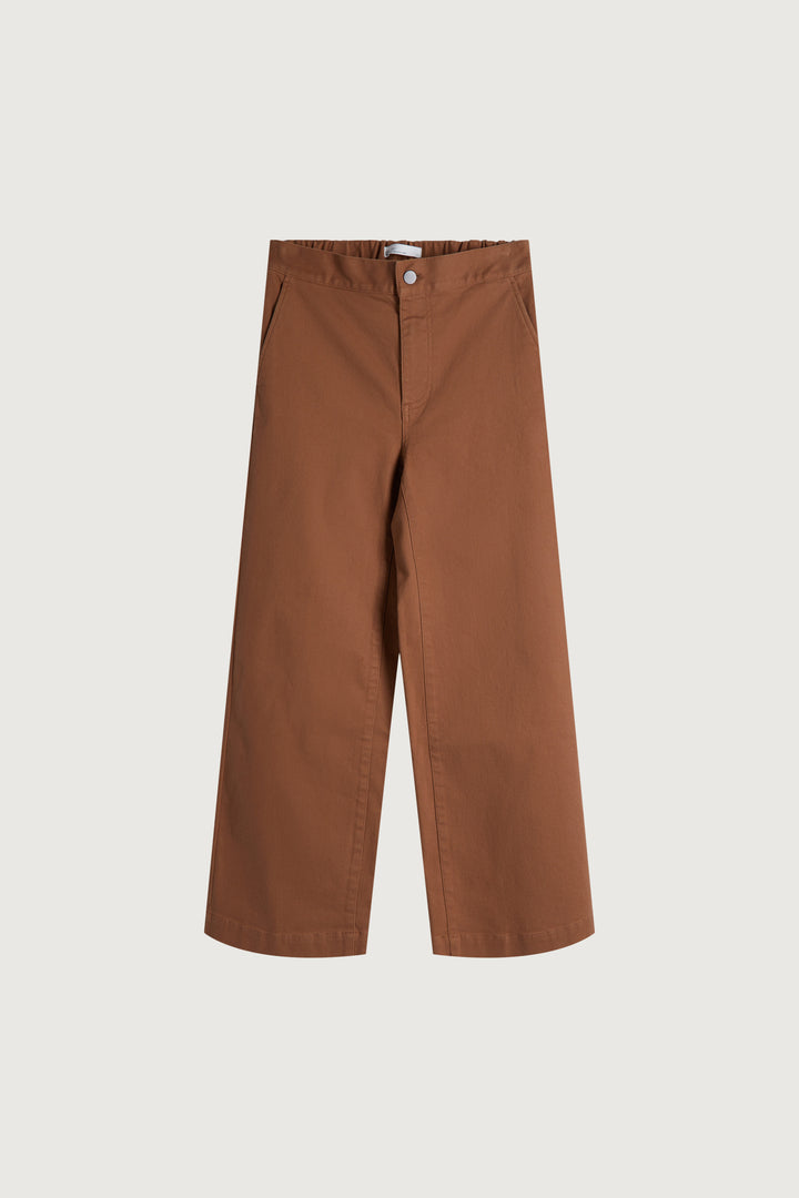 LONG LENGTH TWILL WIDE LEG PANT in Toasted Coconut — alternate angle
