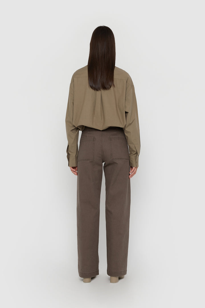 STRAIGHT LEG TWILL PANT in Turkish Coffee — alternate angle