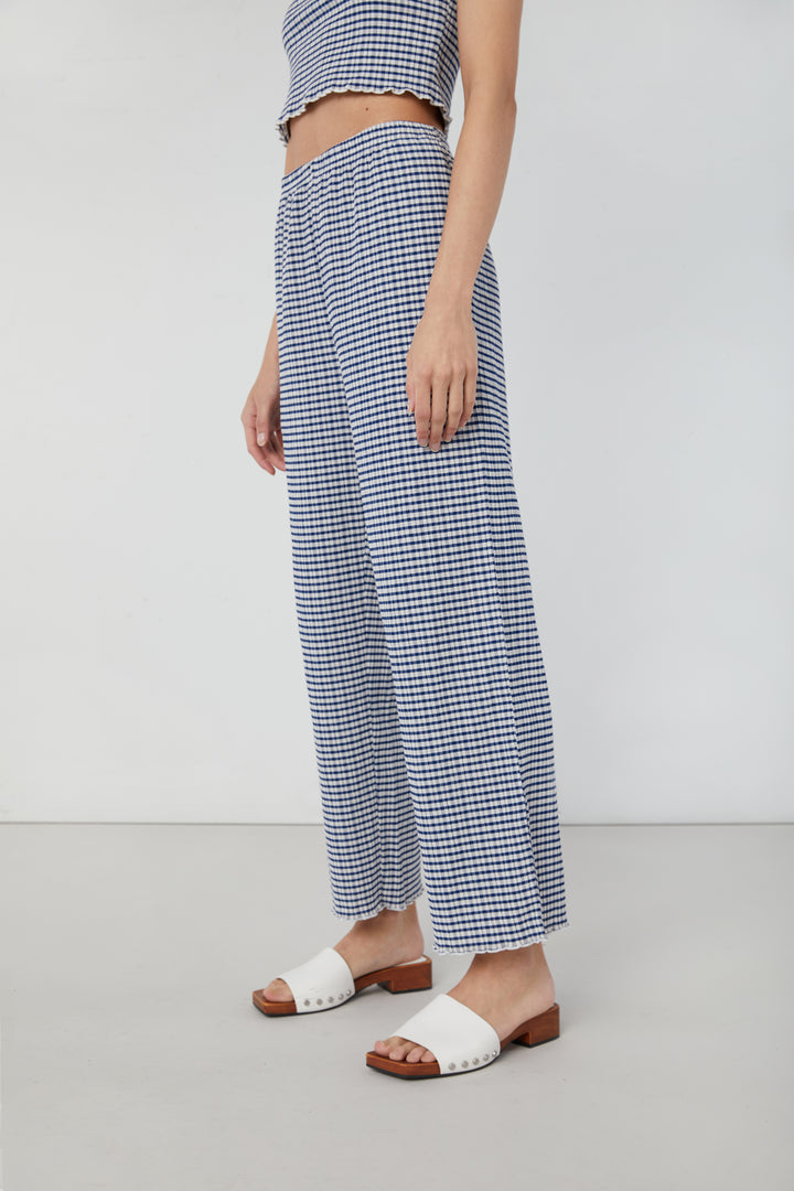 PLAID SEERSUCKER PANT in Estate Blue — alternate angle