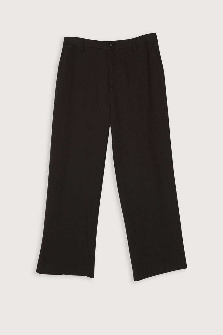 WIDE LEG LINEN PANTS in Black — alternate angle