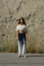 Ombre pleated wide leg pant in blue — main image