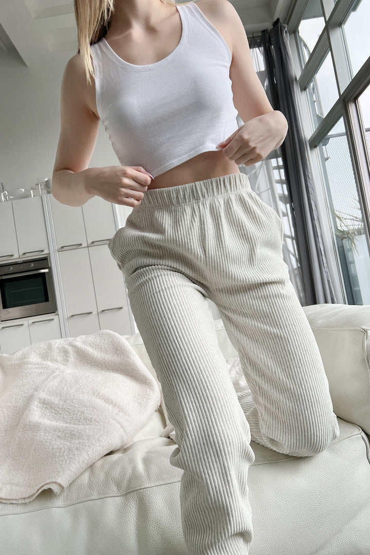 CORDUROY JOGGER in Oatmeal — alternate angle