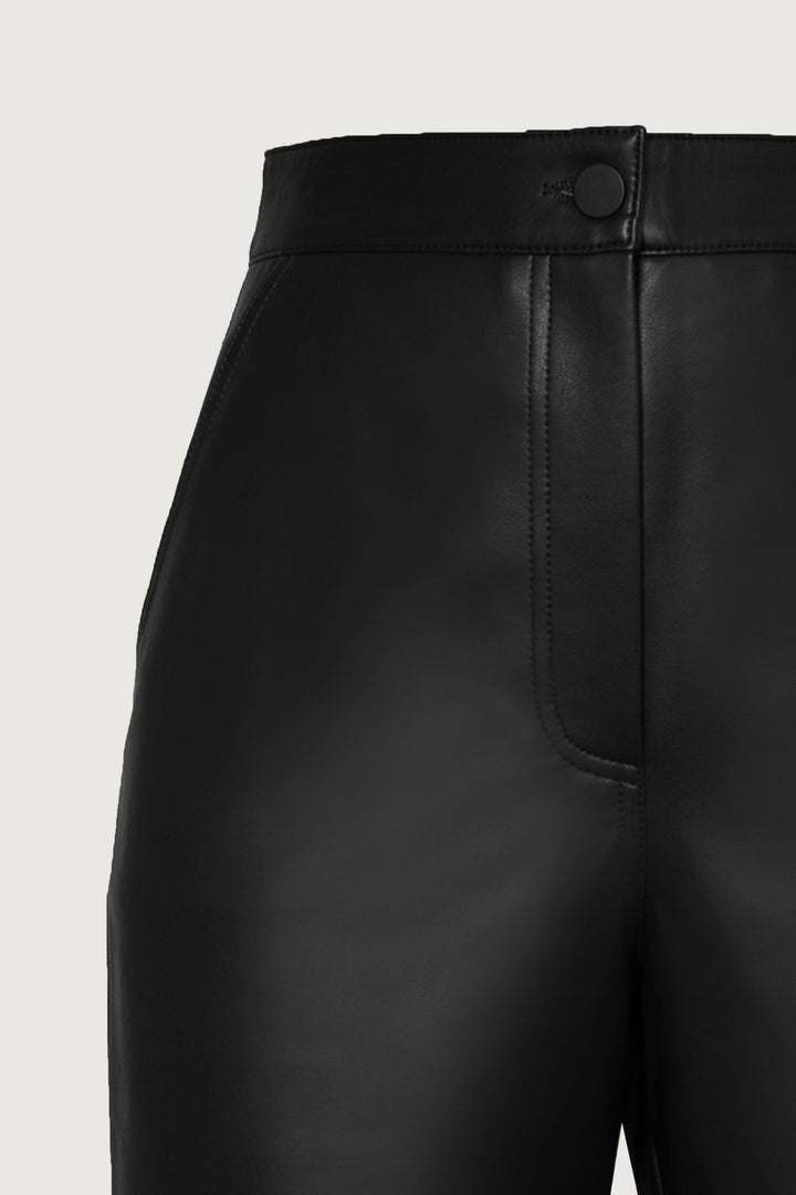 STRAIGHT LEG VEGAN LEATHER PANT in Black — alternate angle