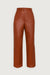 Straight leg vegan leather pant in brandy brown — main image