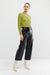 Straight leg vegan leather pants in black — main image