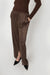 Satin pants with front slits in chocolate brown — main image
