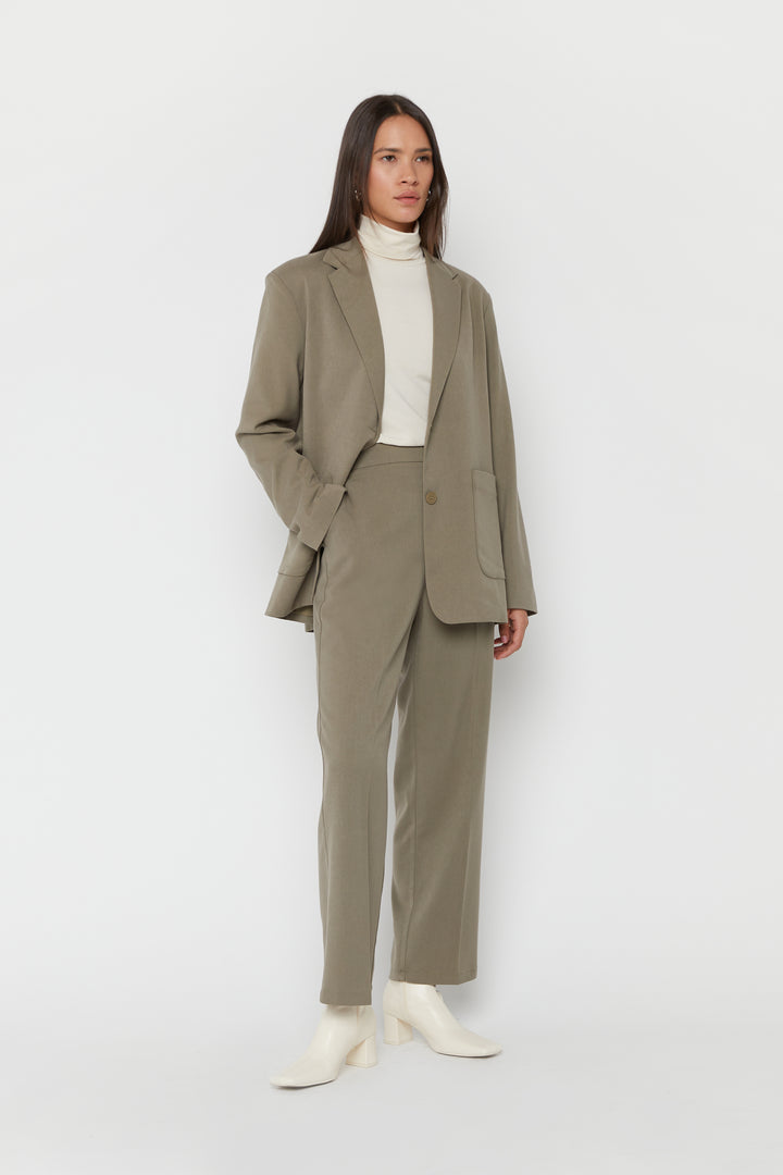 HIGH WAIST TROUSER in Dusky Green — alternate angle