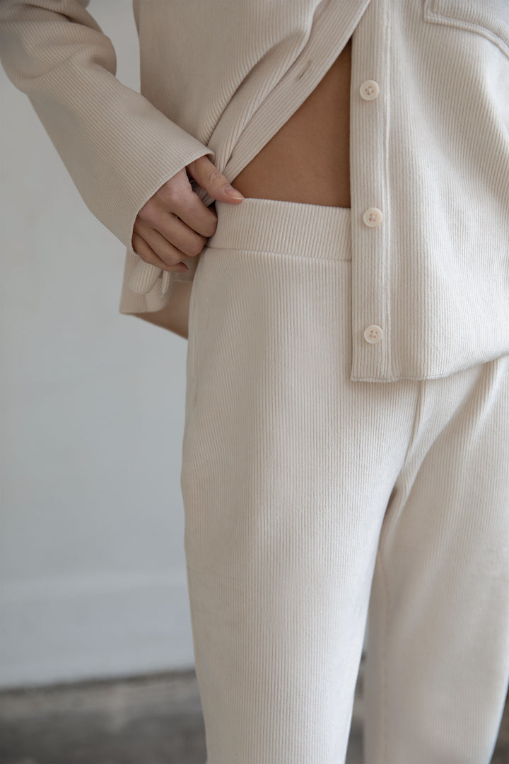 RIB-KNIT PANT in Oatmeal — alternate angle