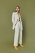 Straight leg pant with pleat in cream — main image
