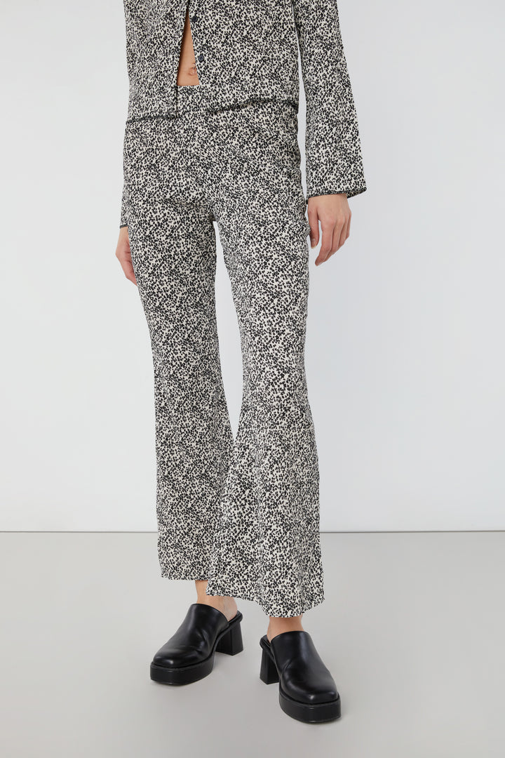 FLORAL PLEATED FLARED PANT in White — alternate angle