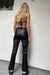Vegan leather pant with side slit in black — main image